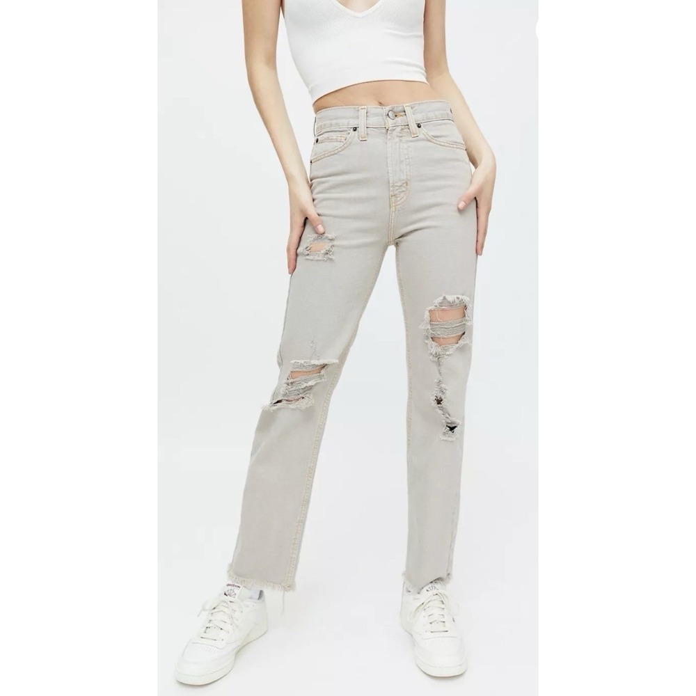 BDG Urban Outfitters Jeans Womens High Waist Cowboy Distressed Beige Straight 29
